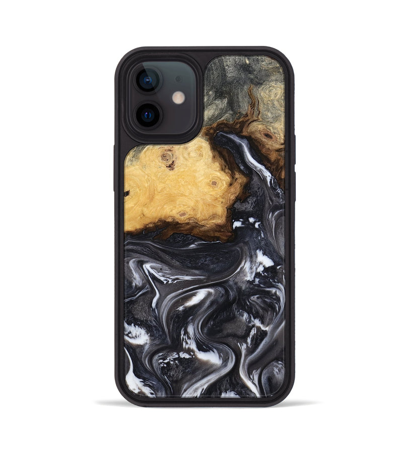 iPhone 12 Wood Phone Case - Kelsie (Black & White, 808405)