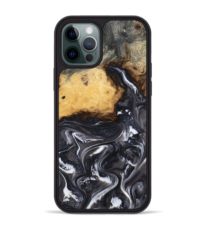 iPhone 12 Pro Max Wood Phone Case - Kelsie (Black & White, 808405)