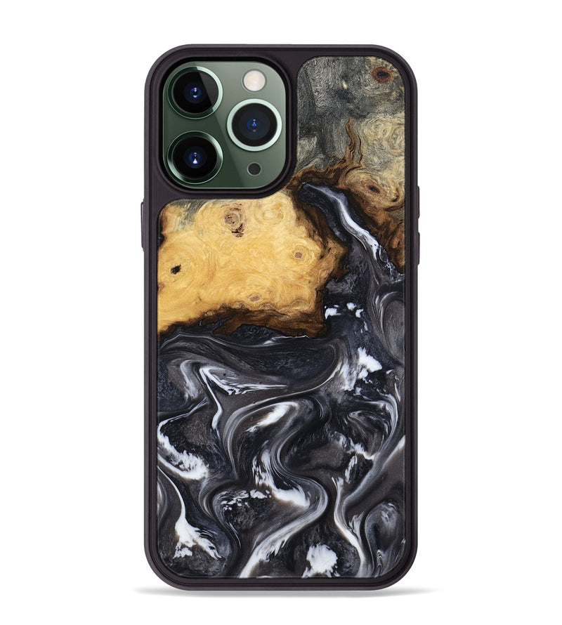 iPhone 13 Pro Max Wood Phone Case - Kelsie (Black & White, 808405)