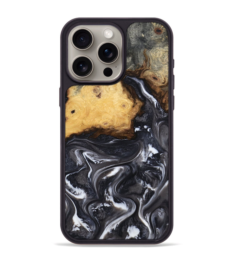 iPhone 15 Pro Max Wood Phone Case - Kelsie (Black & White, 808405)