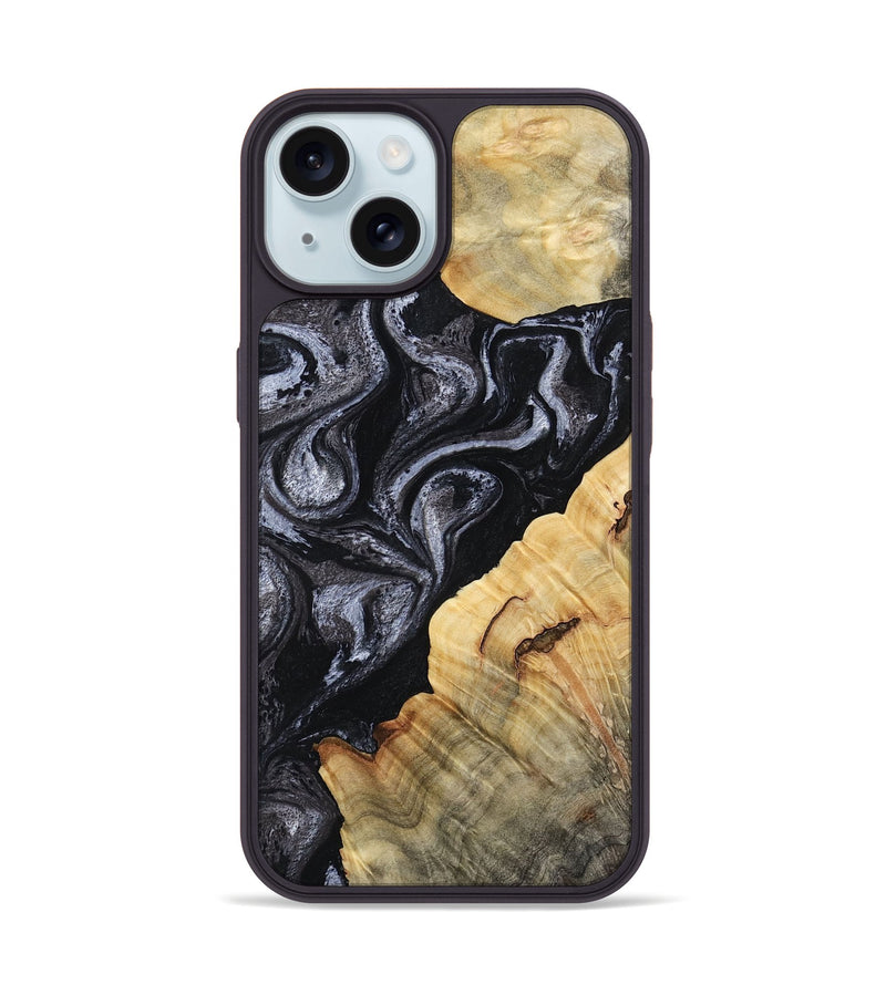 iPhone 15 Wood Phone Case - Kenisha (Black & White, 808457)