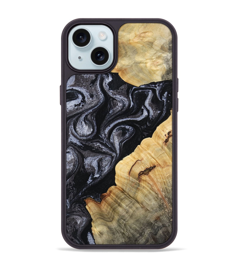 iPhone 15 Plus Wood Phone Case - Kenisha (Black & White, 808457)