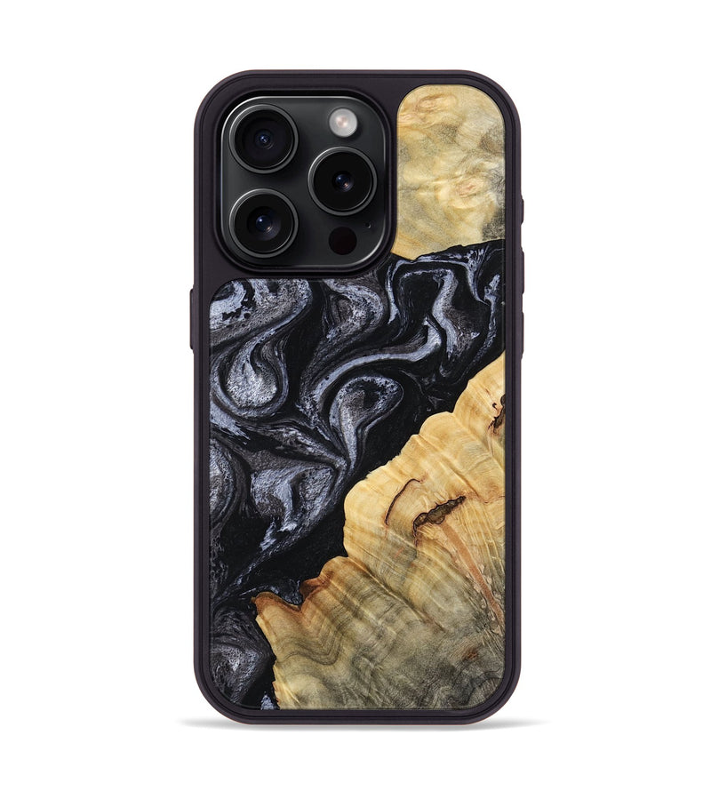 iPhone 15 Pro Wood Phone Case - Kenisha (Black & White, 808457)