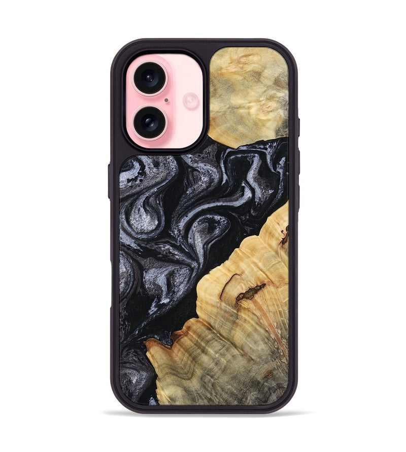 iPhone 16 Wood Phone Case - Kenisha (Black & White, 808457)