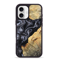 iPhone 16 Plus Wood Phone Case - Kenisha (Black & White, 808457)