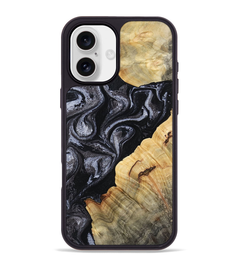 iPhone 16 Plus Wood Phone Case - Kenisha (Black & White, 808457)
