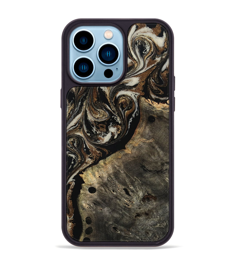 iPhone 14 Pro Max Wood Phone Case - Alize (Black & White, 808458)