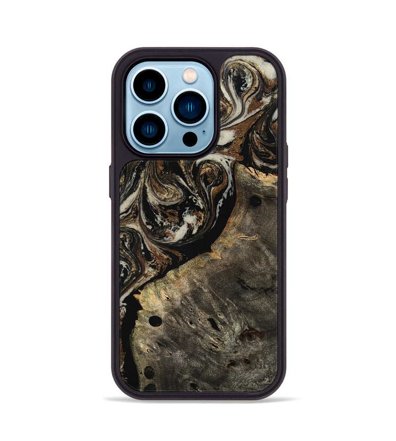 iPhone 14 Pro Wood Phone Case - Alize (Black & White, 808458)
