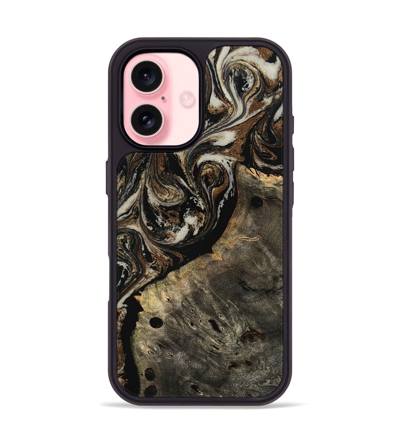 iPhone 16 Wood Phone Case - Alize (Black & White, 808458)