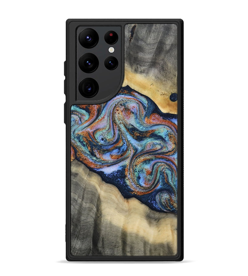 Galaxy S22 Ultra Wood Phone Case - Calista (Teal & Gold, 808481)