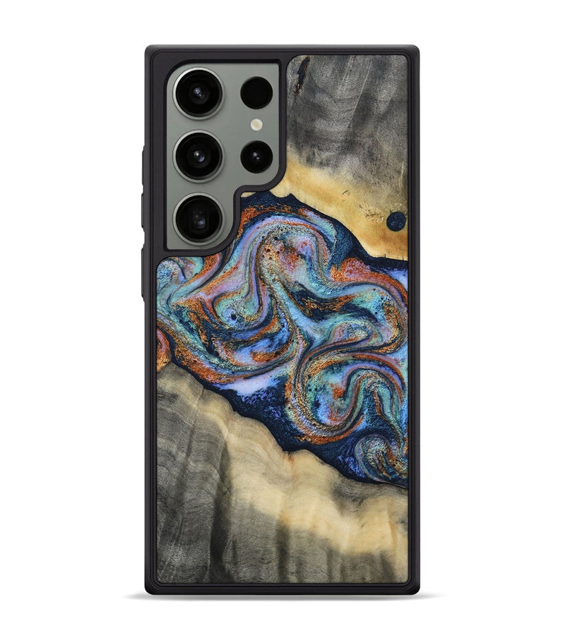 Galaxy S24 Ultra Wood Phone Case - Calista (Teal & Gold, 808481)