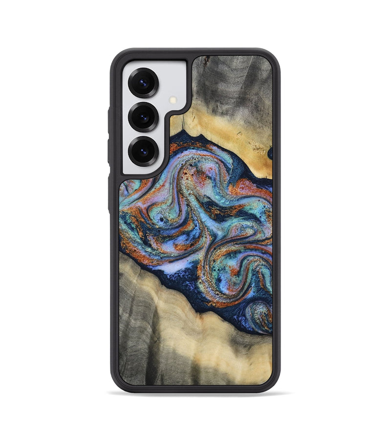 Galaxy S25 Wood Phone Case - Calista (Teal & Gold, 808481)