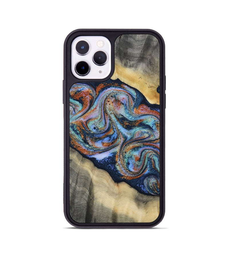 iPhone 11 Pro Wood Phone Case - Calista (Teal & Gold, 808481)