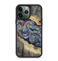 iPhone 13 Pro Max Wood Phone Case - Calista (Teal & Gold, 808481)