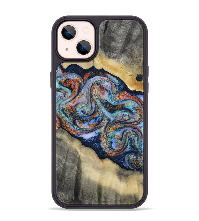 iPhone 14 Plus Wood Phone Case - Calista (Teal & Gold, 808481)
