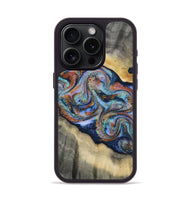 iPhone 15 Pro Wood Phone Case - Calista (Teal & Gold, 808481)