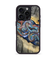 iPhone 16 Pro Wood Phone Case - Calista (Teal & Gold, 808481)