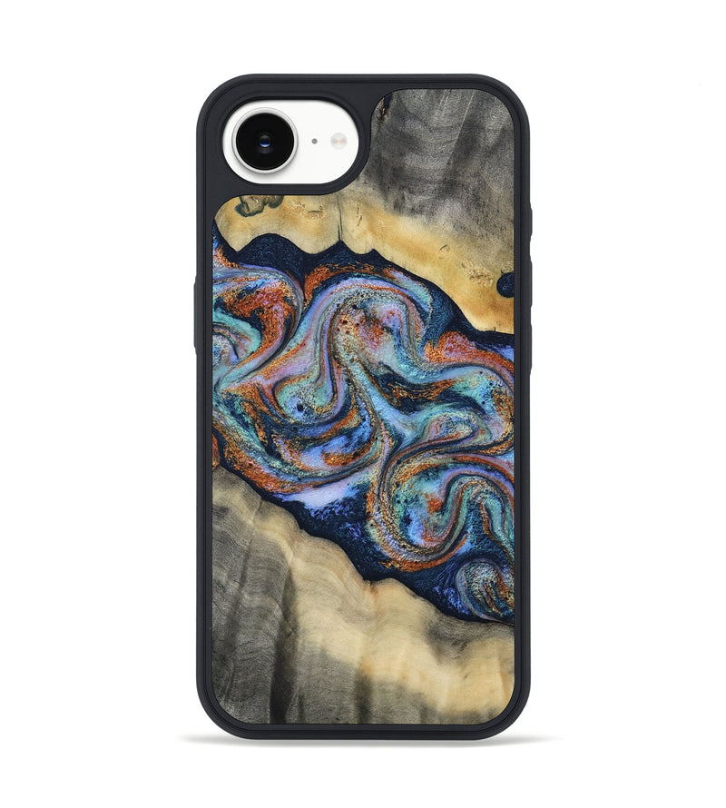iPhone 16e Wood Phone Case - Calista (Teal & Gold, 808481)