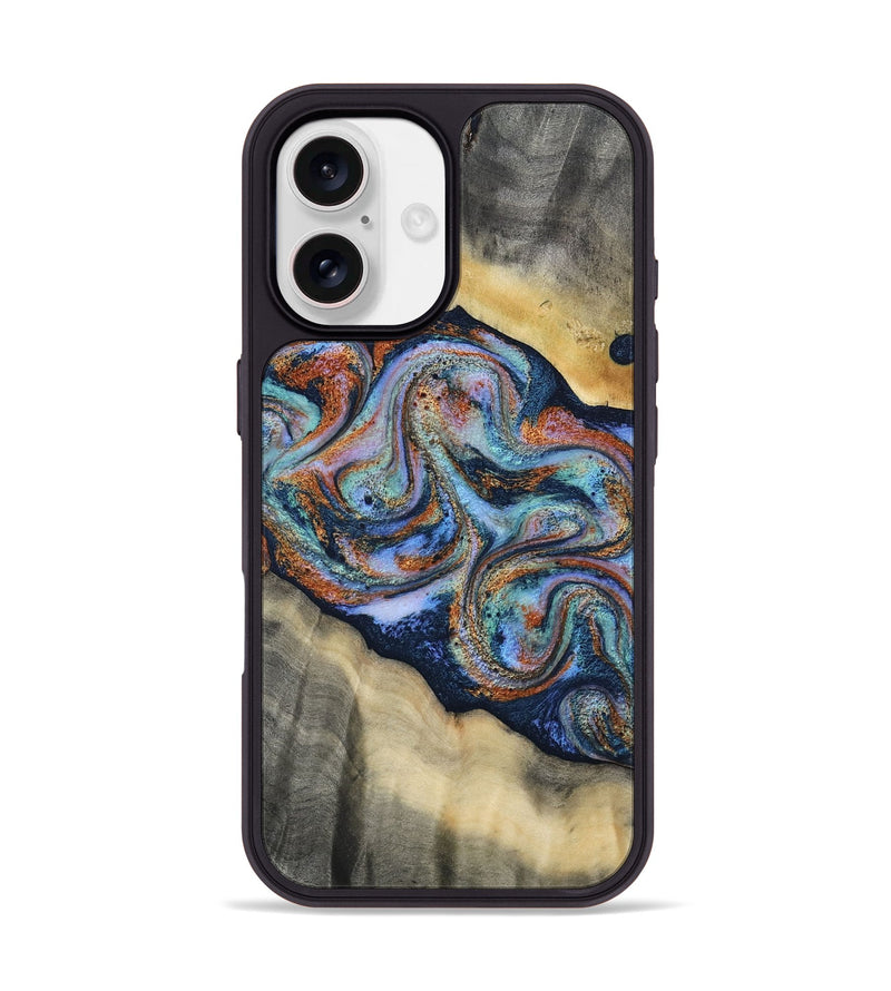 iPhone 17 Wood Phone Case - Calista (Teal & Gold, 808481)