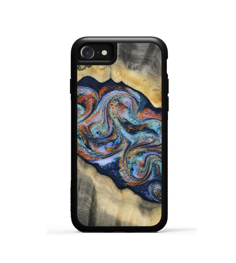 iPhone SE Wood Phone Case - Calista (Teal & Gold, 808481)
