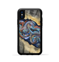 iPhone Xs Wood Phone Case - Calista (Teal & Gold, 808481)