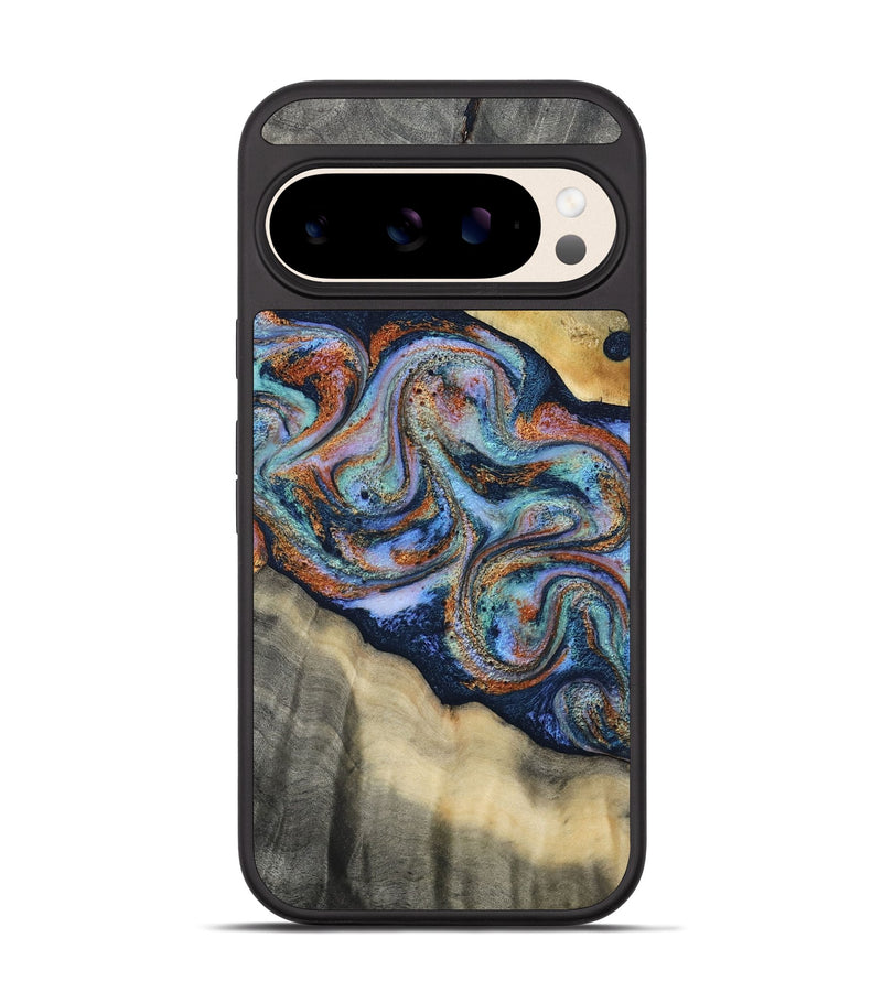Pixel 10 Wood Phone Case - Calista (Teal & Gold, 808481)