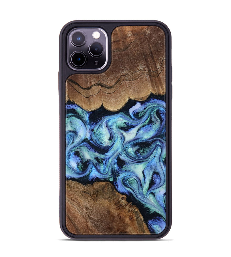 iPhone 11 Pro Max Wood Phone Case - Dariana (Blue, 808495)