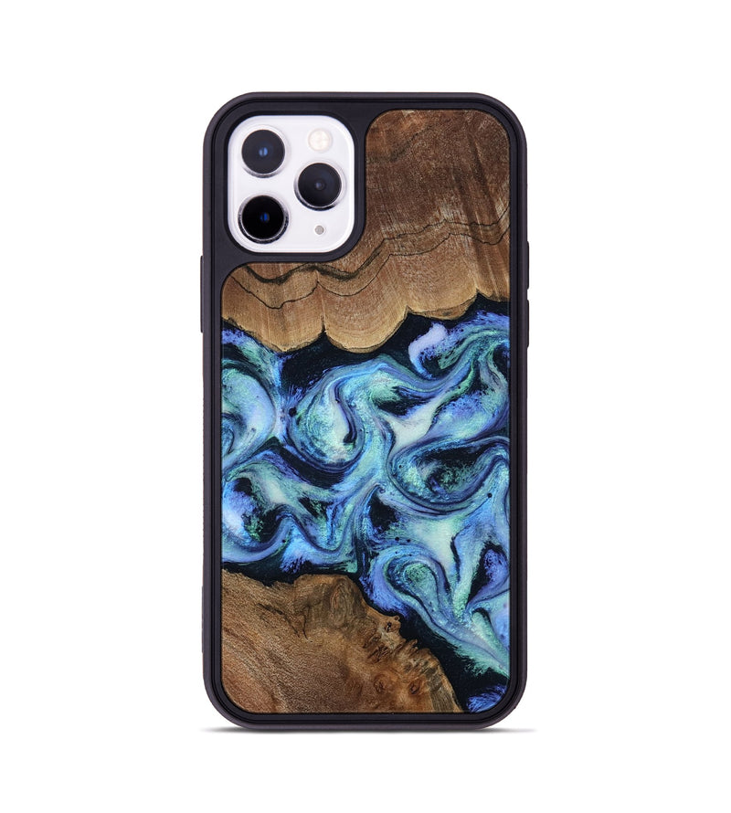 iPhone 11 Pro Wood Phone Case - Dariana (Blue, 808495)