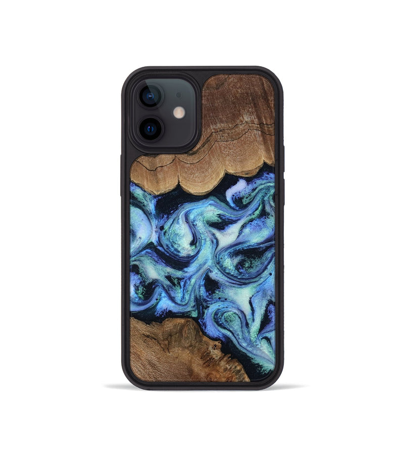 iPhone 12 mini Wood Phone Case - Dariana (Blue, 808495)