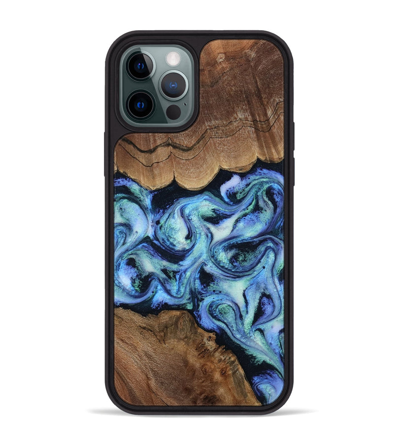 iPhone 12 Pro Max Wood Phone Case - Dariana (Blue, 808495)