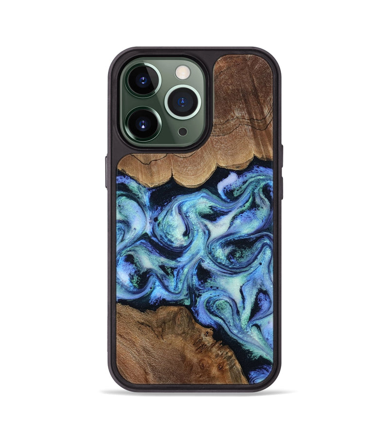 iPhone 13 Pro Wood Phone Case - Dariana (Blue, 808495)