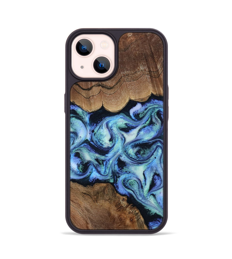 iPhone 14 Wood Phone Case - Dariana (Blue, 808495)