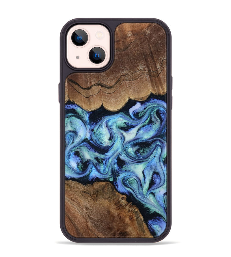 iPhone 14 Plus Wood Phone Case - Dariana (Blue, 808495)