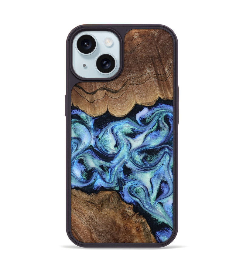 iPhone 15 Wood Phone Case - Dariana (Blue, 808495)