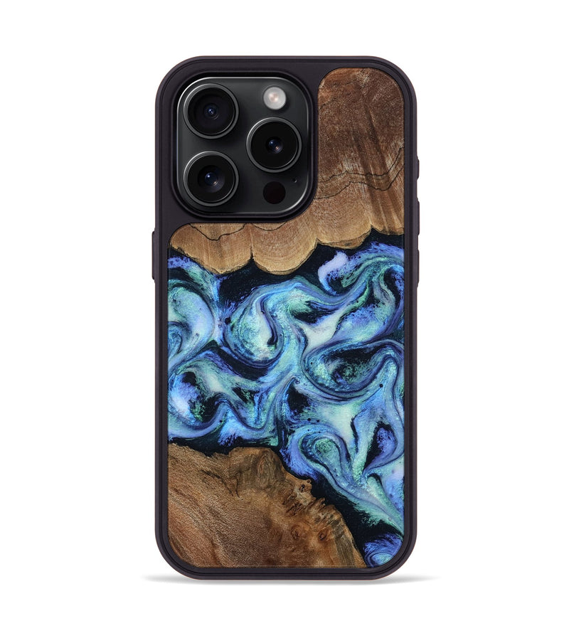 iPhone 15 Pro Wood Phone Case - Dariana (Blue, 808495)