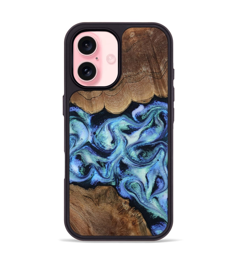 iPhone 16 Wood Phone Case - Dariana (Blue, 808495)