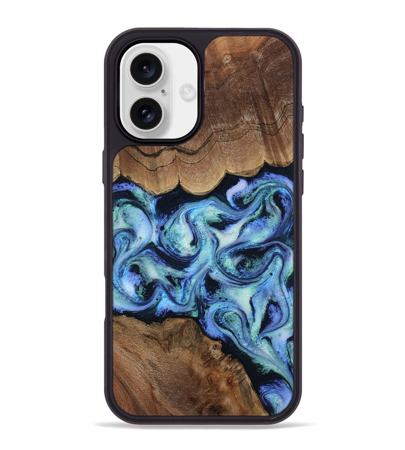 iPhone 16 Plus Wood Phone Case - Dariana (Blue, 808495)