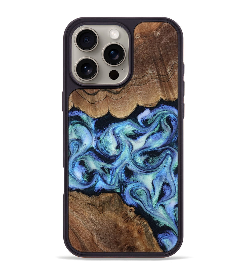 iPhone 16 Pro Max Wood Phone Case - Dariana (Blue, 808495)