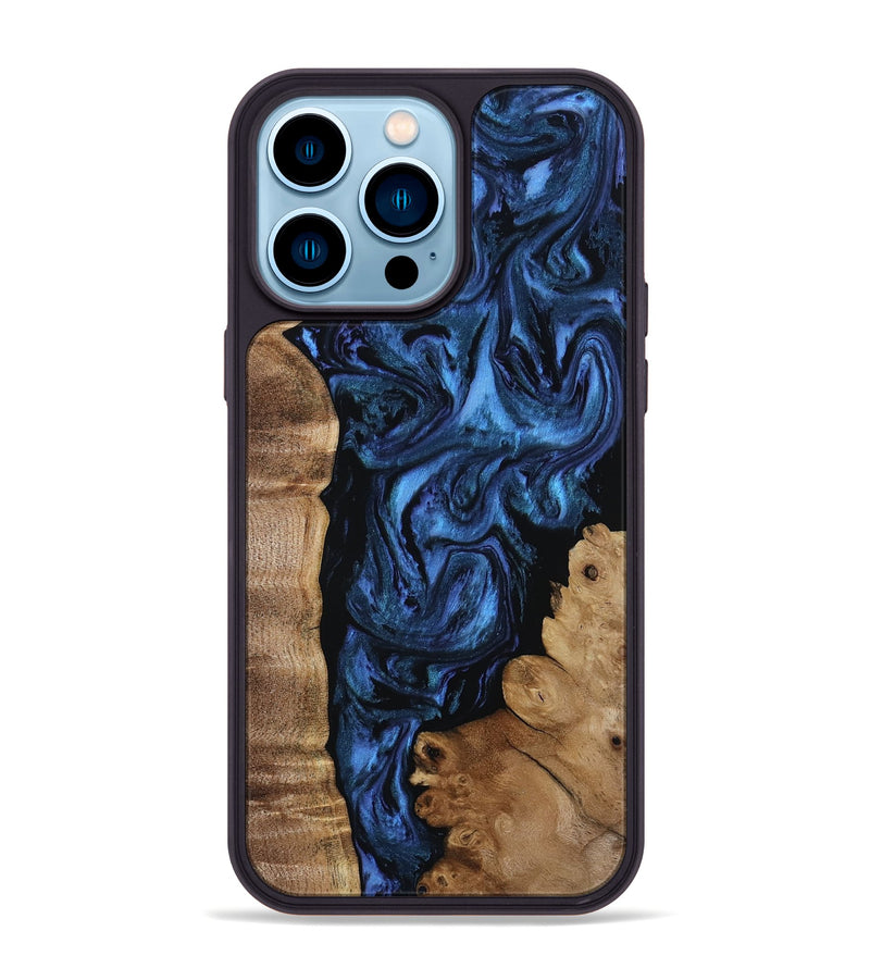 iPhone 14 Pro Max Wood Phone Case - Lucero (Blue, 808496)