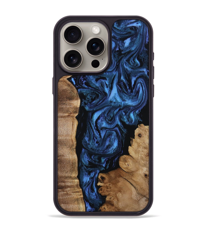 iPhone 15 Pro Max Wood Phone Case - Lucero (Blue, 808496)