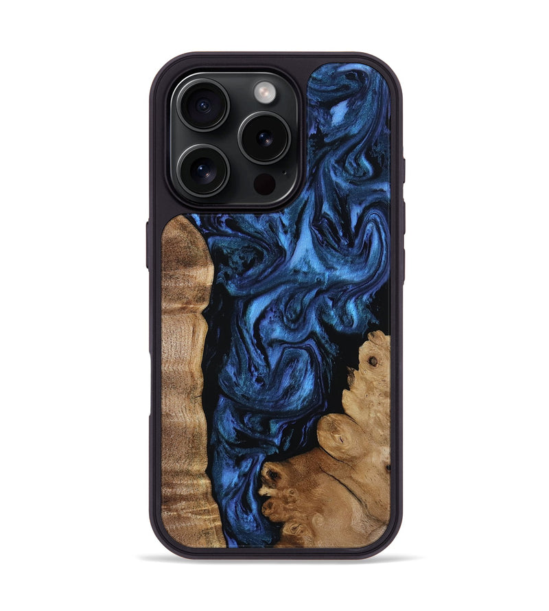 iPhone 16 Pro Wood Phone Case - Lucero (Blue, 808496)
