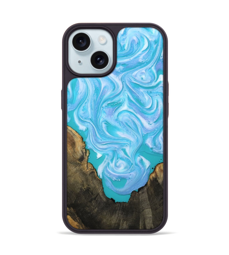 iPhone 15 Wood Phone Case - Nell (Blue, 808497)