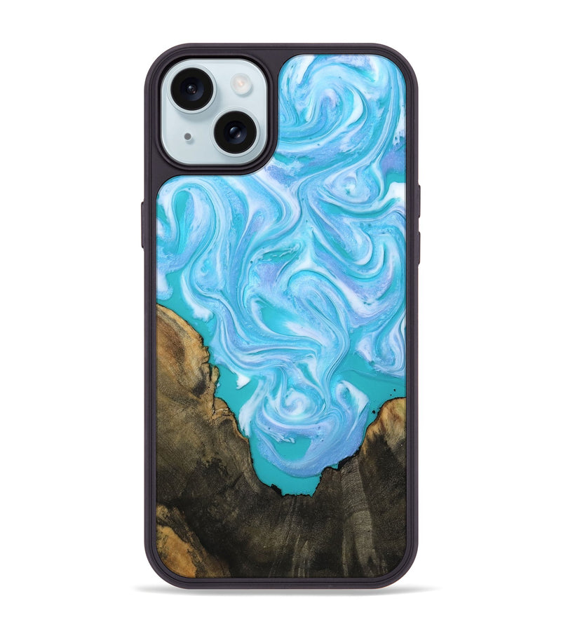 iPhone 15 Plus Wood Phone Case - Nell (Blue, 808497)
