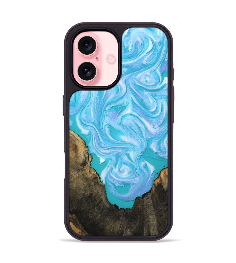 iPhone 16 Wood Phone Case - Nell (Blue, 808497)