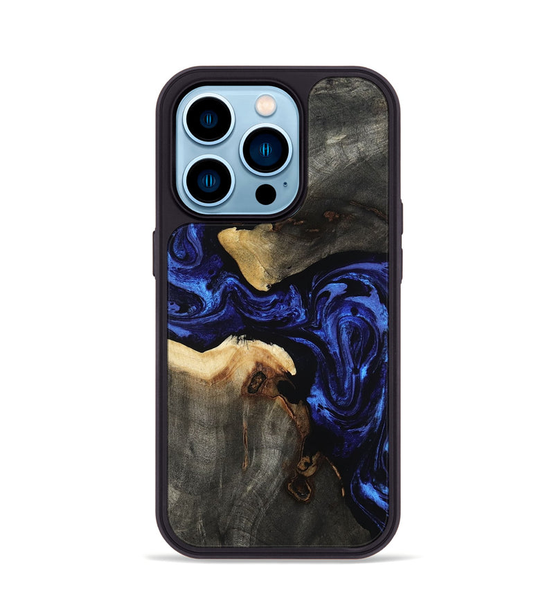 iPhone 14 Pro Wood Phone Case - Evander (Blue, 808498)