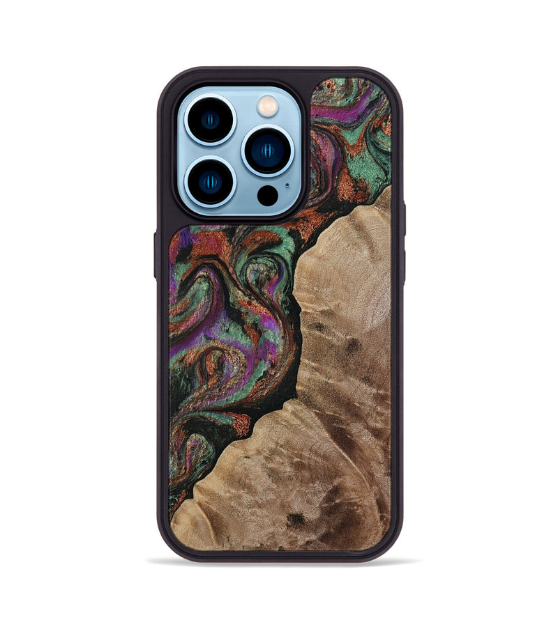 iPhone 14 Pro Wood Phone Case - Arminta (Green, 808501)