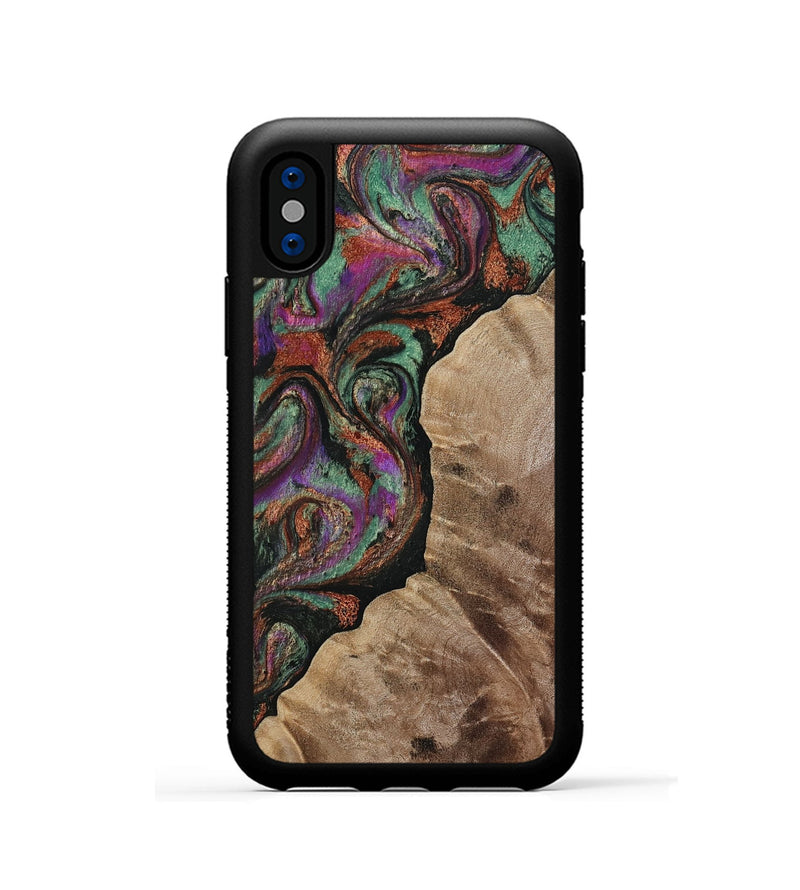 iPhone Xs Wood Phone Case - Arminta (Green, 808501)