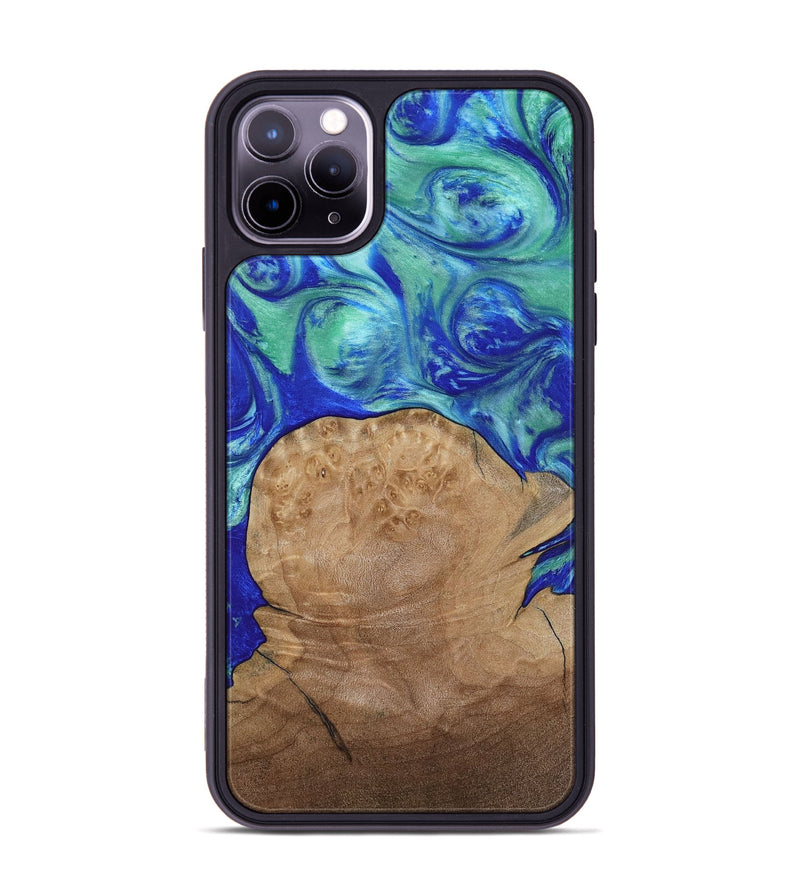 iPhone 11 Pro Max Wood Phone Case - Mettie (Blue, 808502)