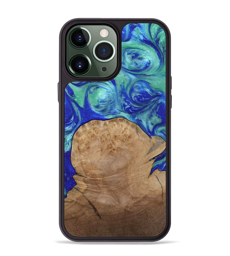 iPhone 13 Pro Max Wood Phone Case - Mettie (Blue, 808502)