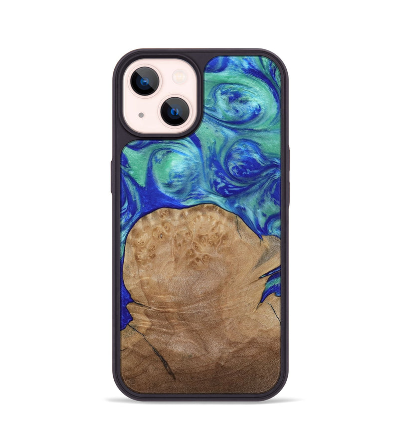 iPhone 14 Wood Phone Case - Mettie (Blue, 808502)